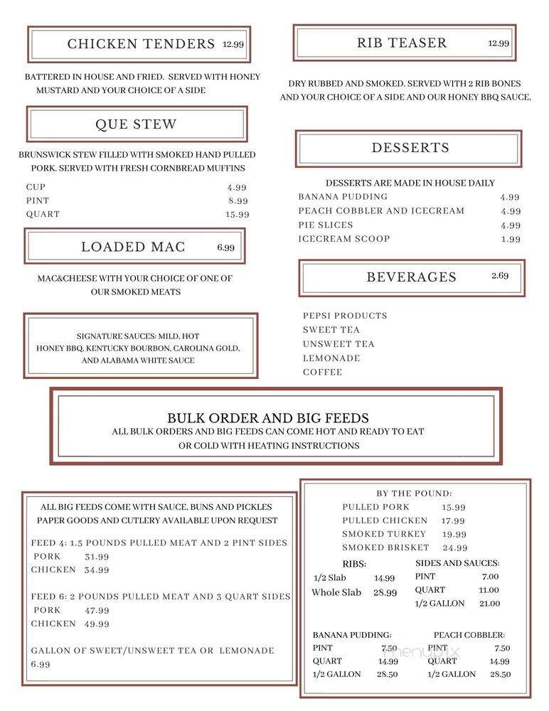 Smokehouse BBQ - Palmetto, GA menu_pic