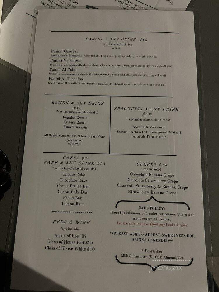 Veronese Gallery Cafe - Fullerton, CA menu_pic
