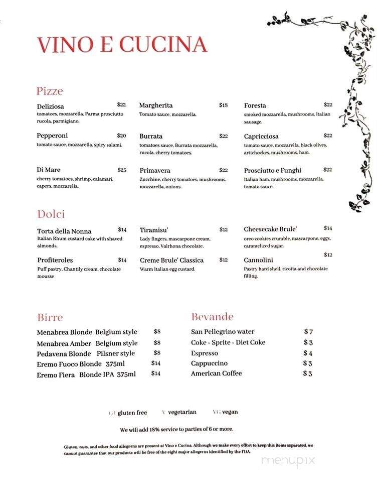 Vino & Cucina - Long Beach, CA menu_pic