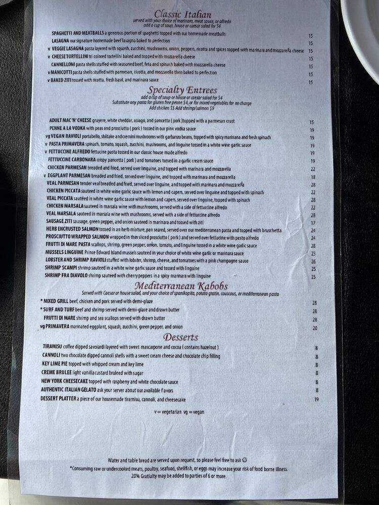 Corleone's - Amanti Wine Bar - Savannah, GA menu_pic