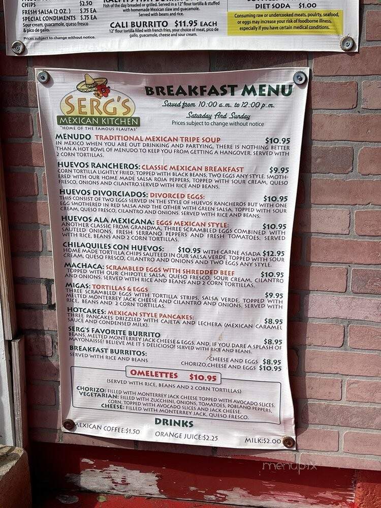 Sergs Mexican Kitchen - Honolulu, HI menu_pic