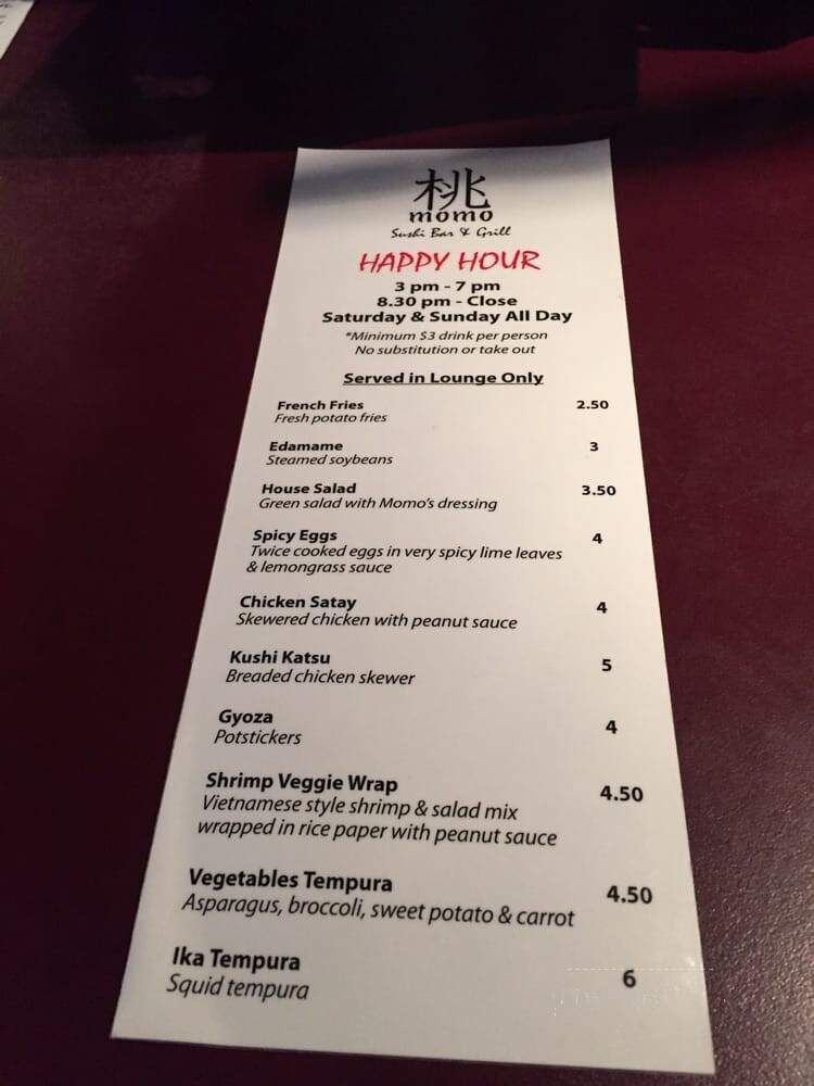 Momo Sushi and Grill - Lake Oswego, OR menu_pic