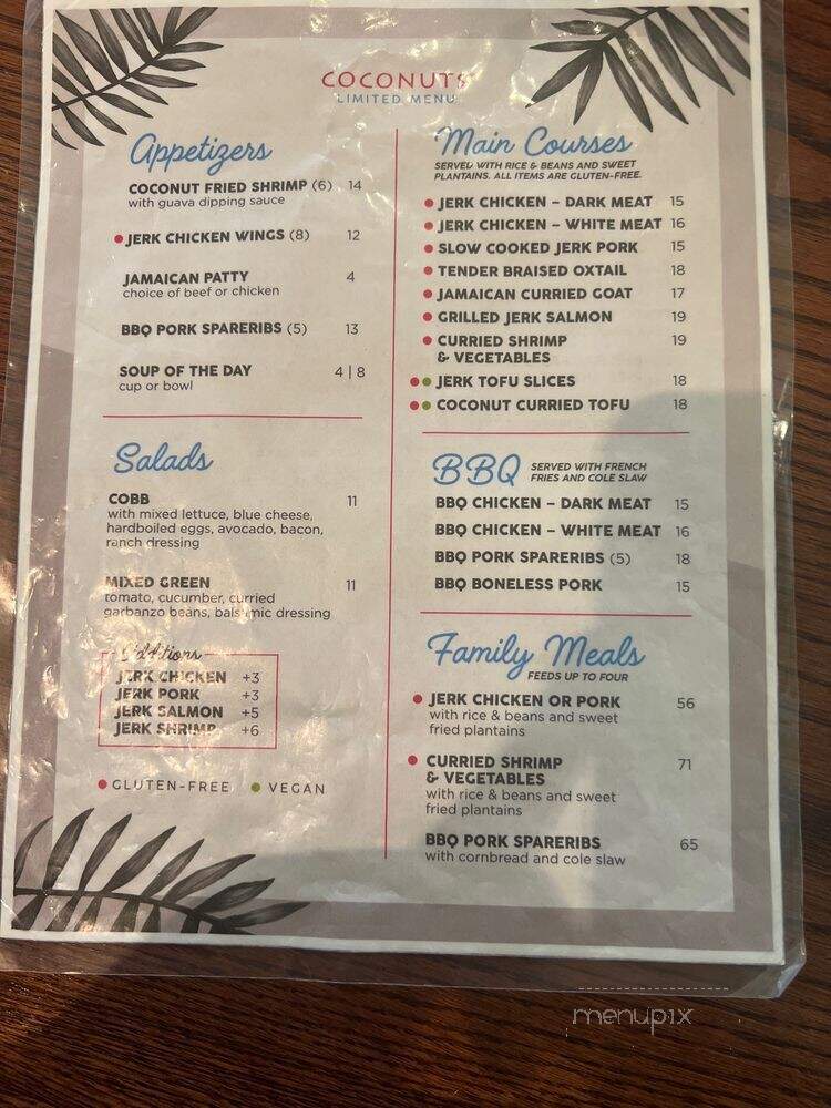 Coconuts Caribbean Restaurant and Bar - Palo Alto, CA menu_pic