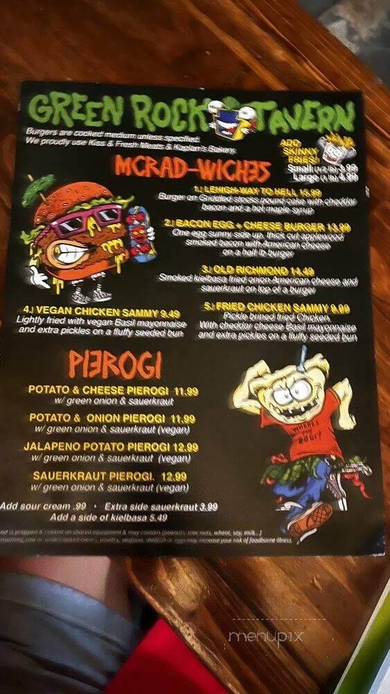 Greenrock Tavern - Philadelphia, PA menu_pic