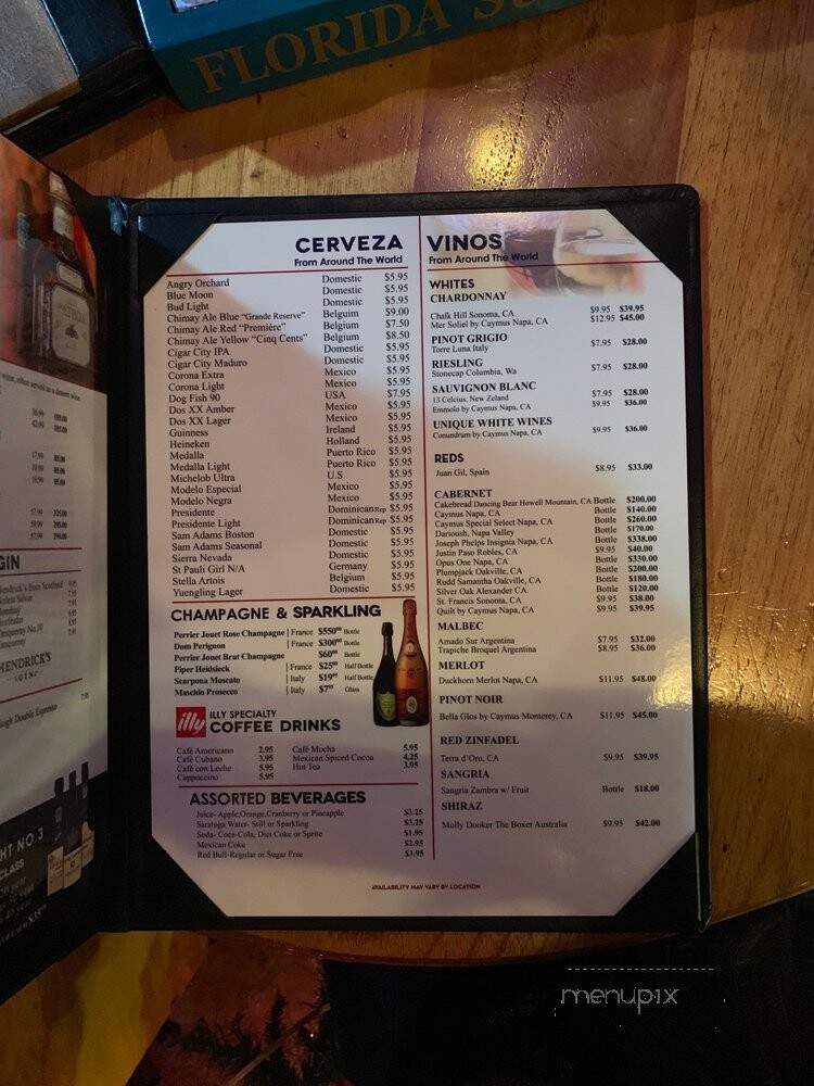 Corona Cigar Company - Orlando, FL menu_pic