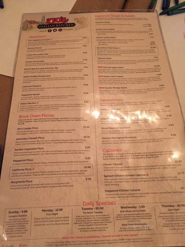 Zio's Italian Kitchen - Oklahoma City, OK menu_pic
