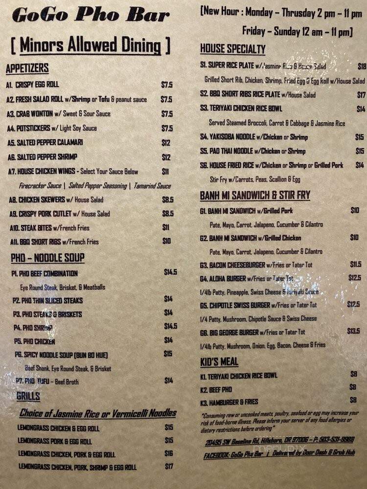 GOGO Burgers - Aloha, OR menu_pic