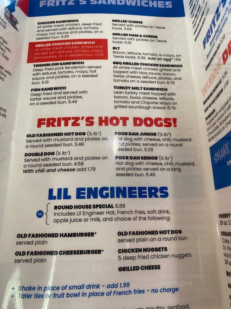 Fritz's Railroad Restaurant - Shawnee, KS menu_pic