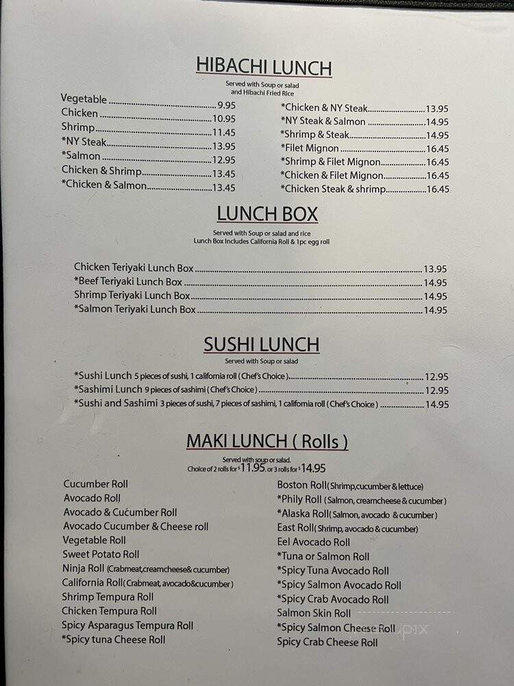 Tokyo Bistro - Mount Pleasant, SC menu_pic