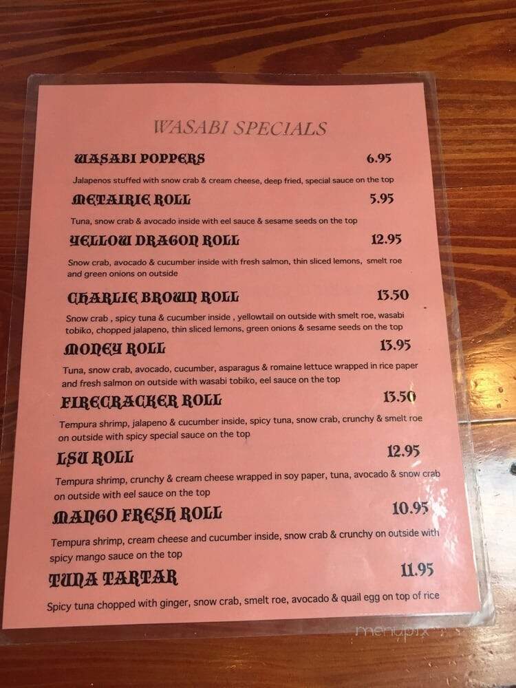 Wasabi - New Orleans, LA menu_pic