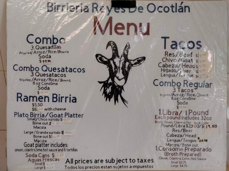 Birreria Reyes de Ocotlan - Chicago, IL menu_pic