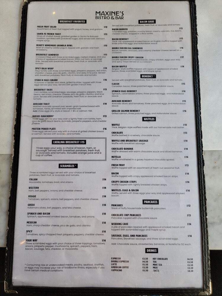 Maxine's Bistro & Bar - Miami Beach, FL menu_pic