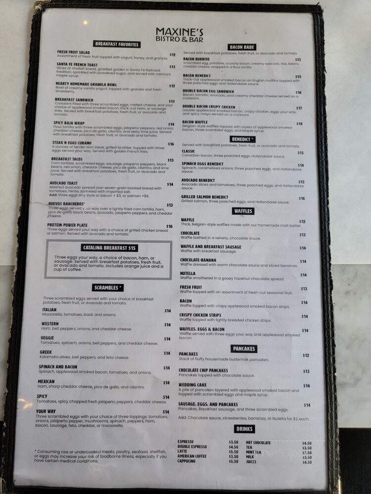 Maxine's Bistro & Bar - Miami Beach, FL menu_pic