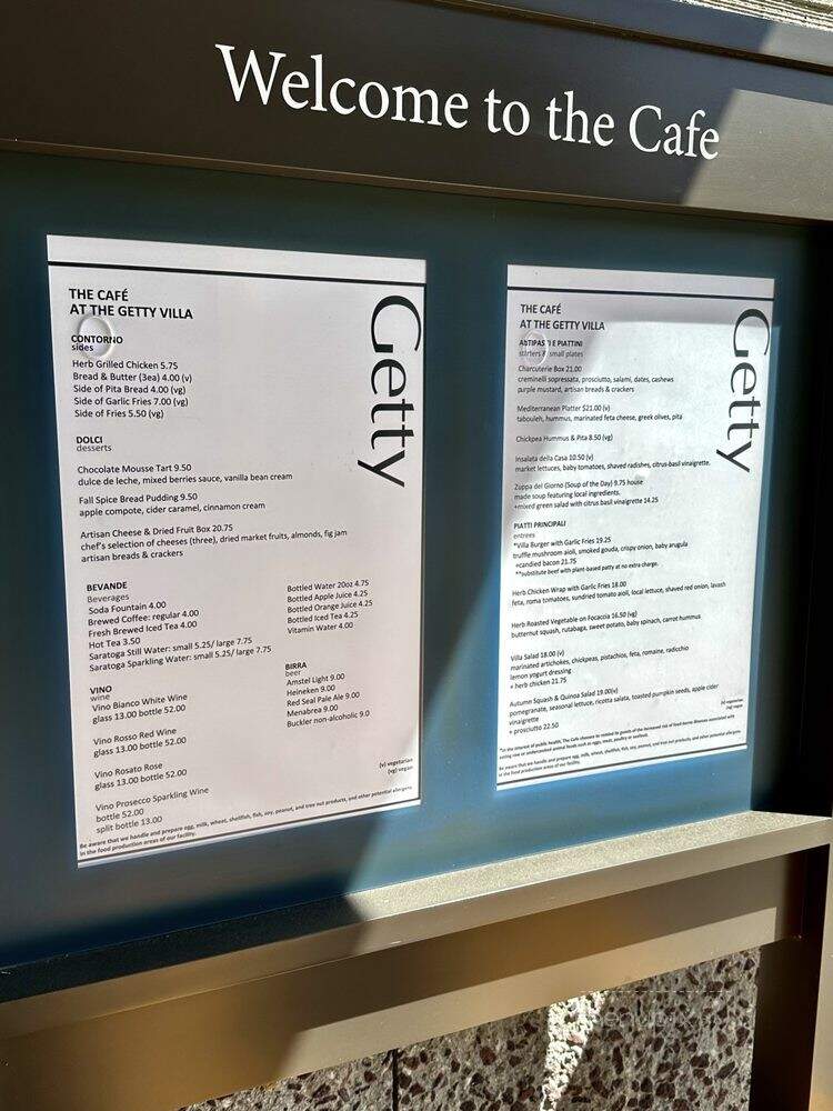 Cafe at the Getty Villa - Pacific Palisades, CA menu_pic