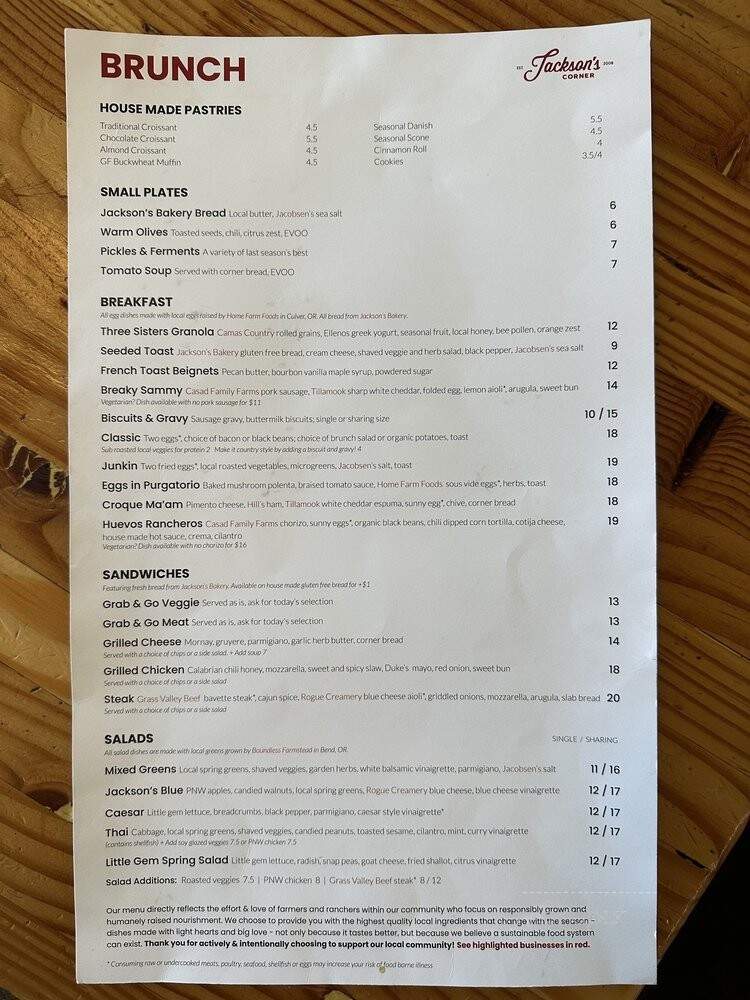Jacksons Corner - Bend, OR menu_pic