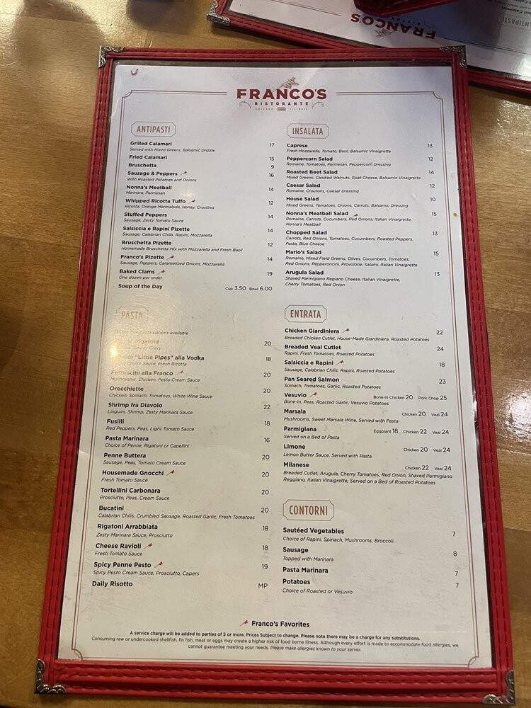 Franco's Chicago Style Pizza - Ellisville, MO menu_pic