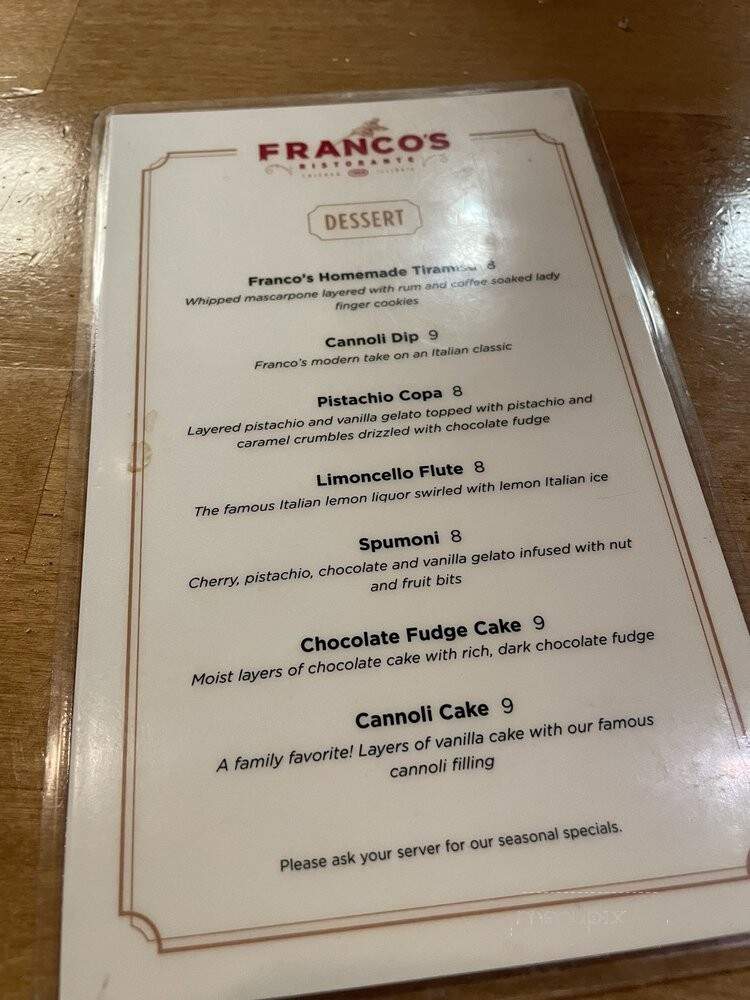 Franco's Chicago Style Pizza - Ellisville, MO menu_pic