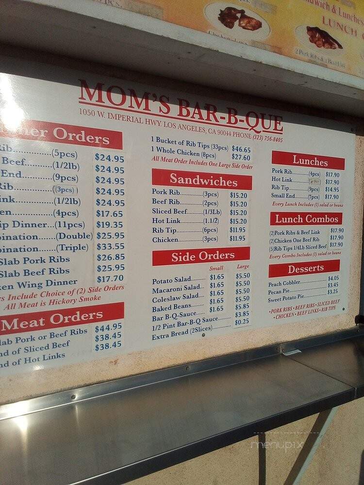 Mom's Bar-B-Que - Houma, LA menu_pic