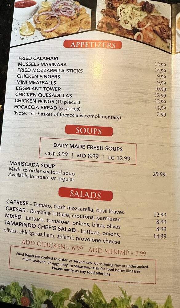 El Tamarindo Restaurant & Coal Fired Pizza - Hallandale, FL menu_pic