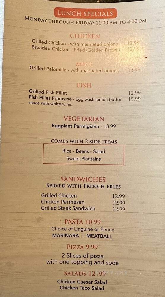 El Tamarindo Restaurant & Coal Fired Pizza - Hallandale, FL menu_pic