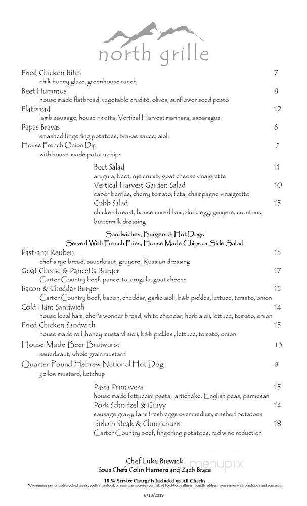 North Grille - Jackson, WY menu_pic