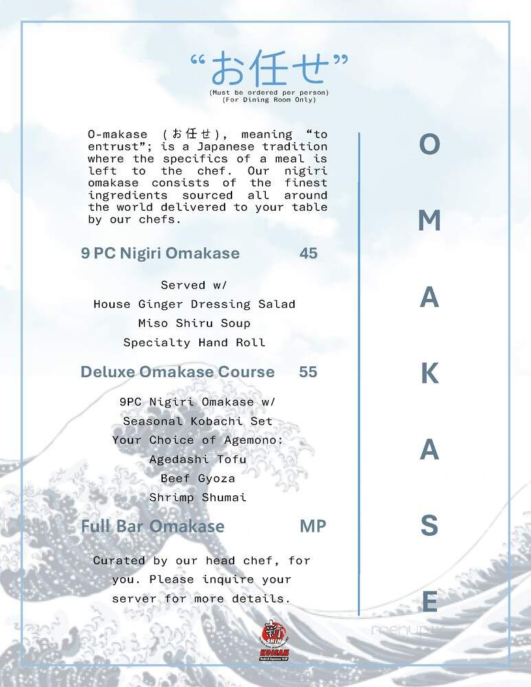 Koisan Japanese Cuisine - Orange, CA menu_pic