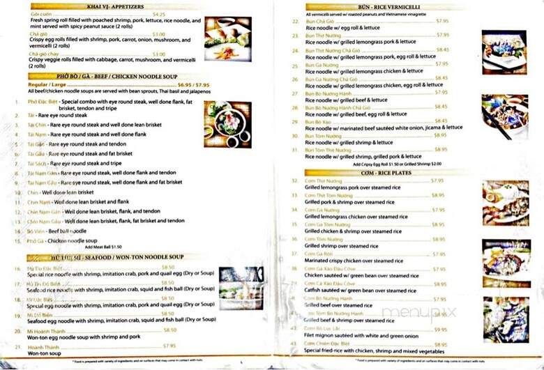 Pho Khang - Santa Clara, CA menu_pic
