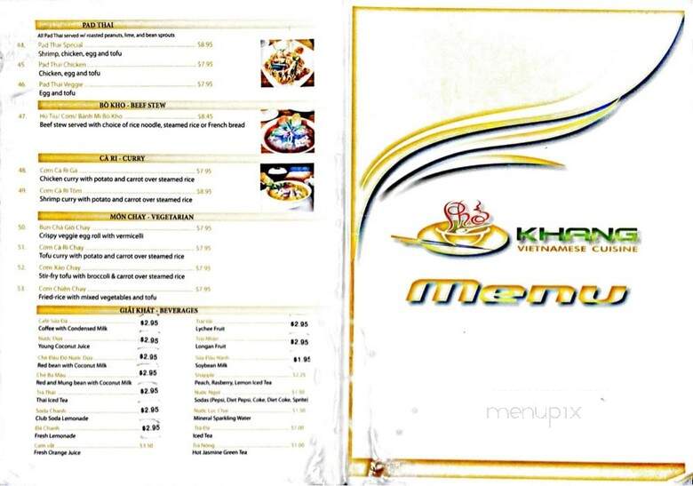 Pho Khang - Santa Clara, CA menu_pic