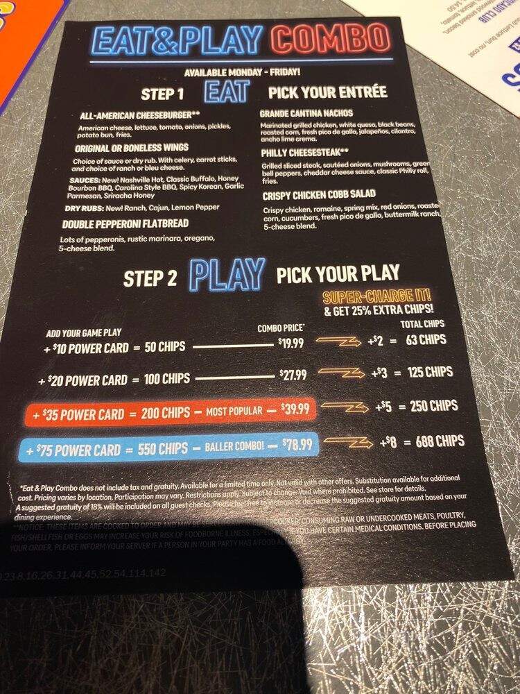 Dave & Buster's - Westbury, NY menu_pic