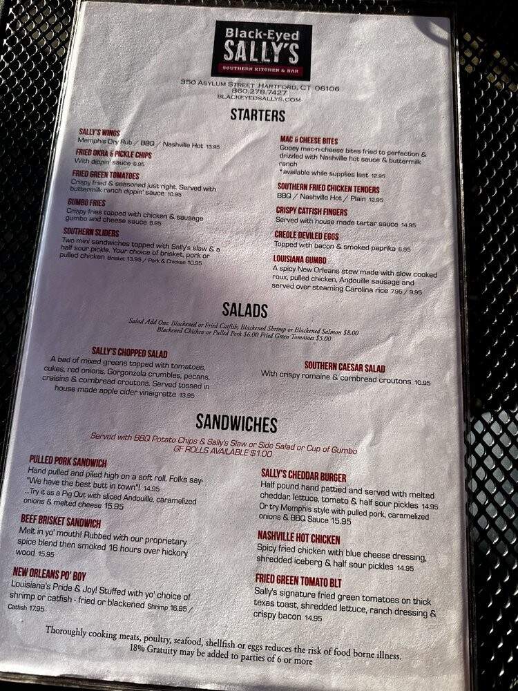 Black-Eyed Sally's Barbecue and Blues - Hartford, CT menu_pic