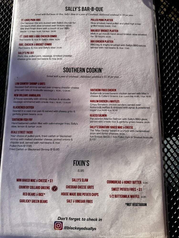 Black-Eyed Sally's Barbecue and Blues - Hartford, CT menu_pic