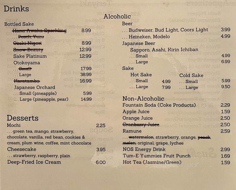 Sushi Train - Olympia, WA menu_pic