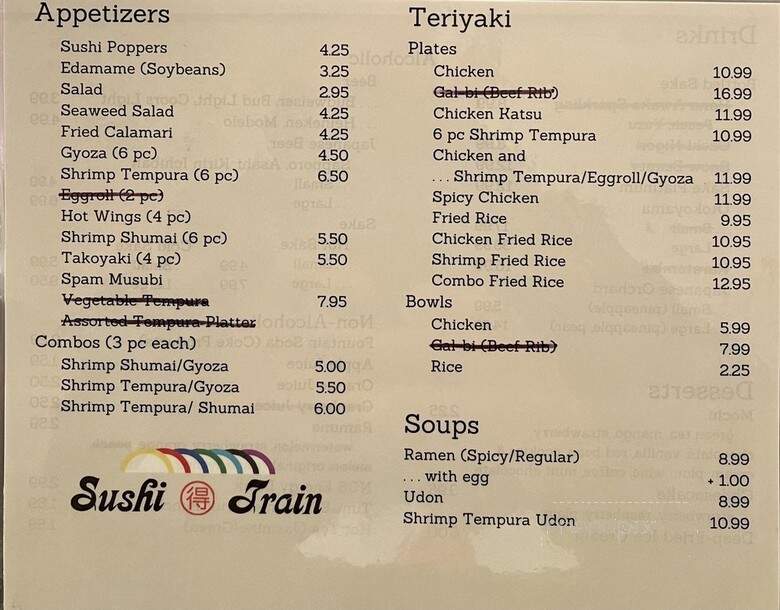 Sushi Train - Olympia, WA menu_pic