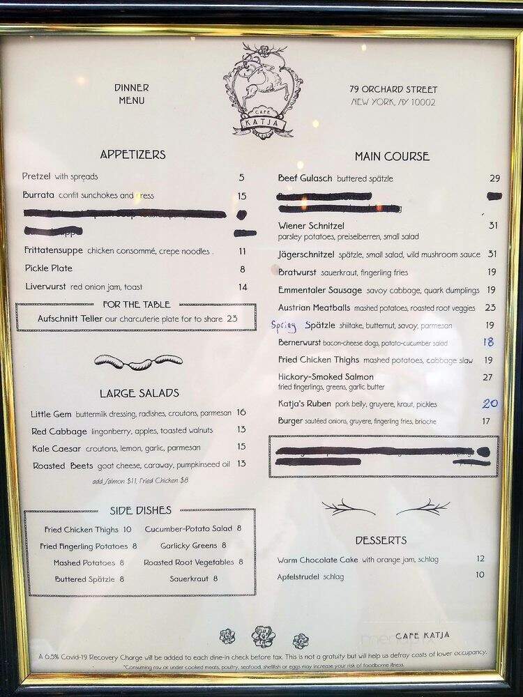 Cafe Katja - New York, NY menu_pic