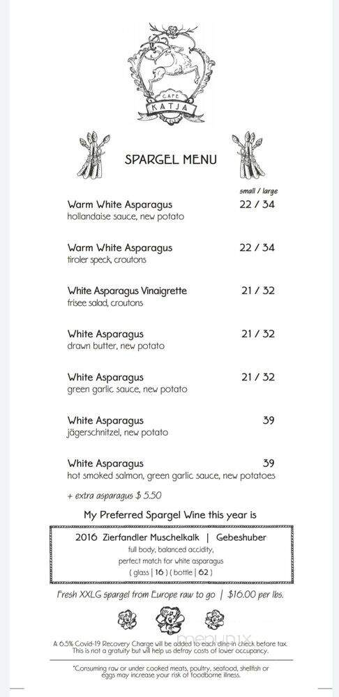 Cafe Katja - New York, NY menu_pic