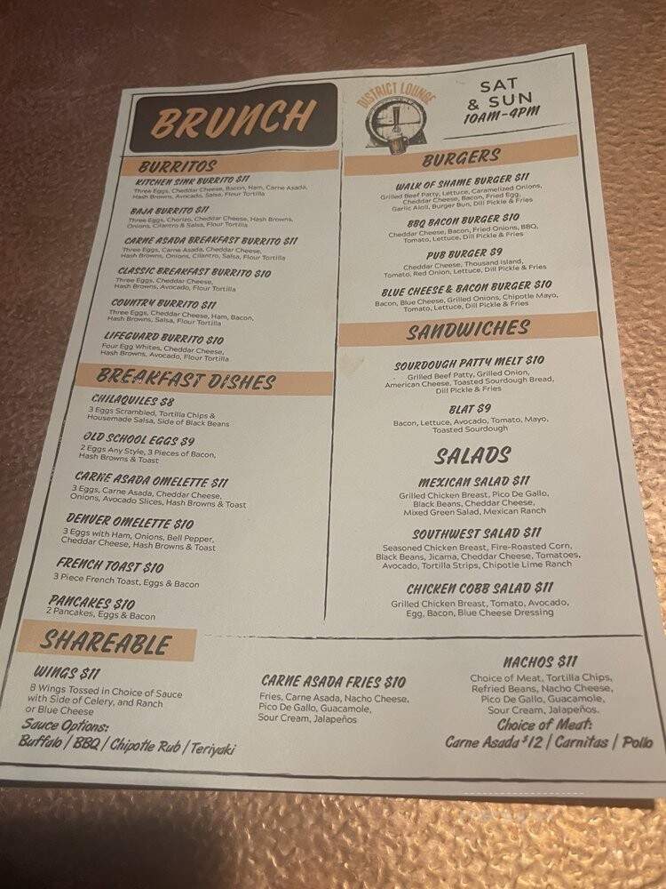 District Lounge - Orange, CA menu_pic