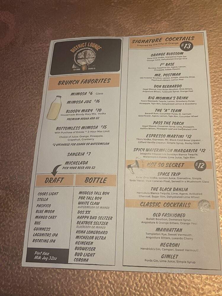 District Lounge - Orange, CA menu_pic