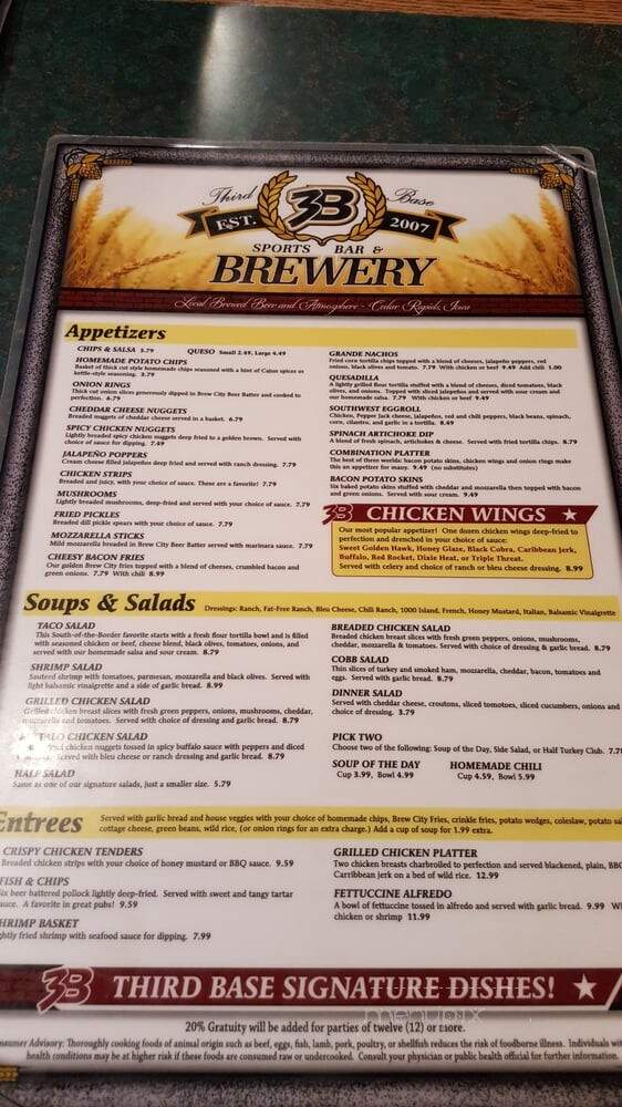 Third Base Sports Bar & Brewery - Cedar Rapids, IA menu_pic