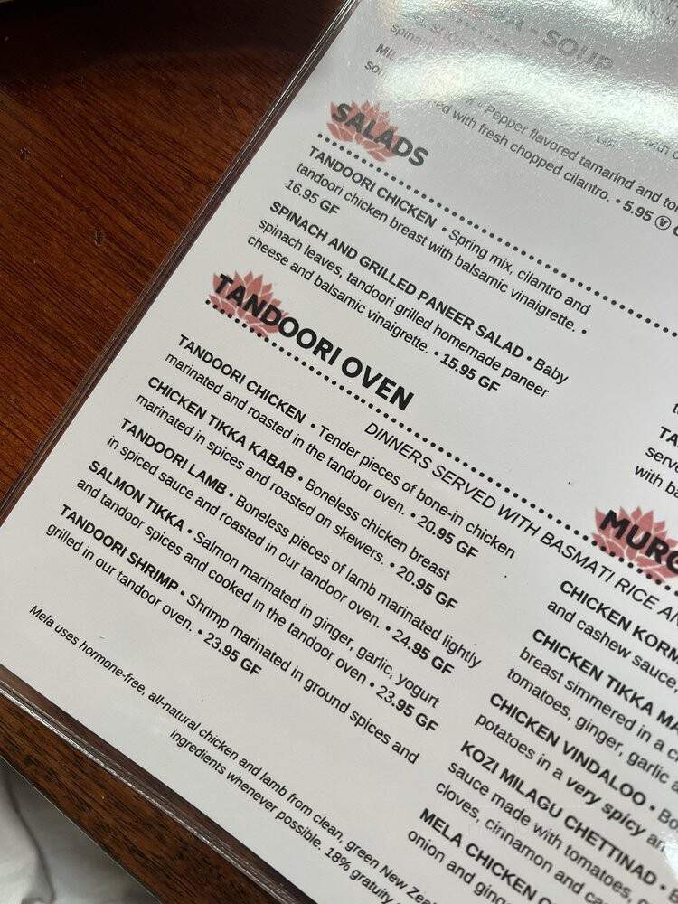 Mela Indian Restaurant - Asheville, NC menu_pic
