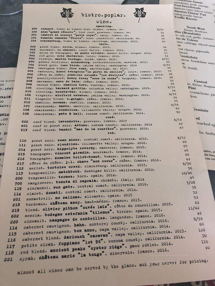 Bistro Poplar - Cambridge, MD menu_pic