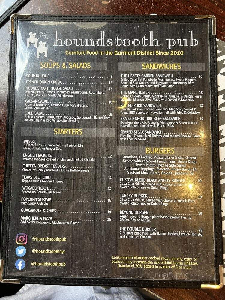 Houndstooth Pub - New York, NY menu_pic