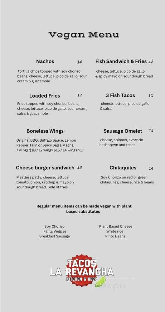 La Revancha - Long Beach, CA menu_pic