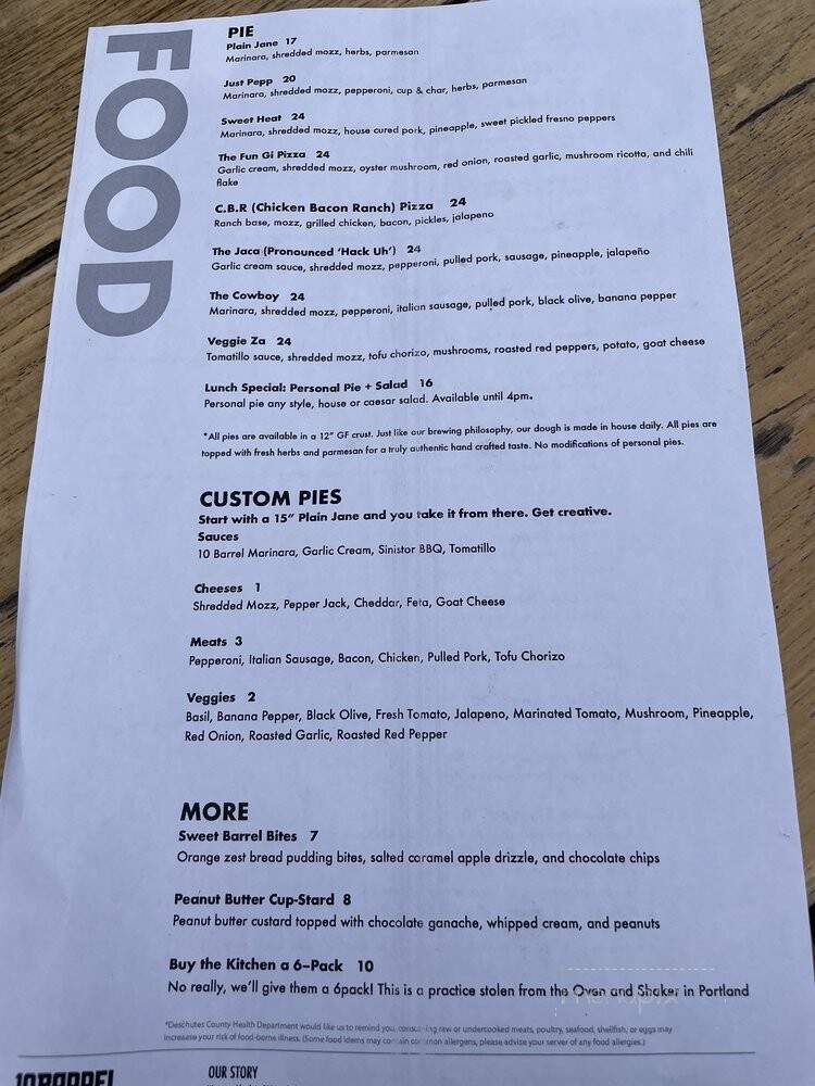 10 Barrel Brewing Co - Bend, OR menu_pic