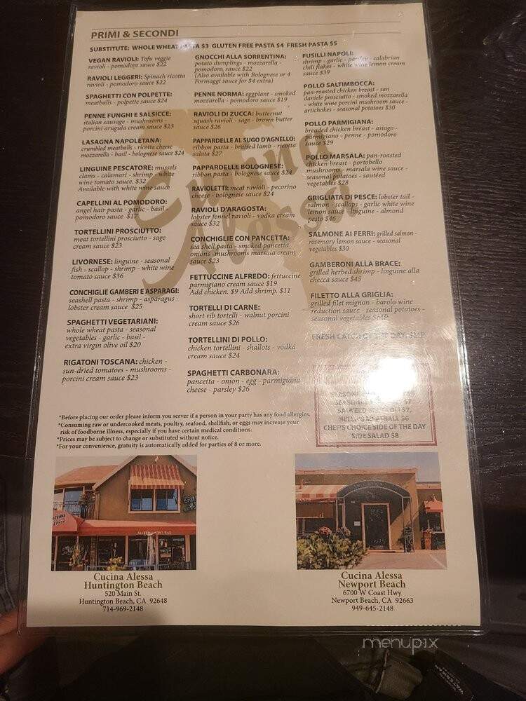 Cucina Alessa - Huntington Beach, CA menu_pic