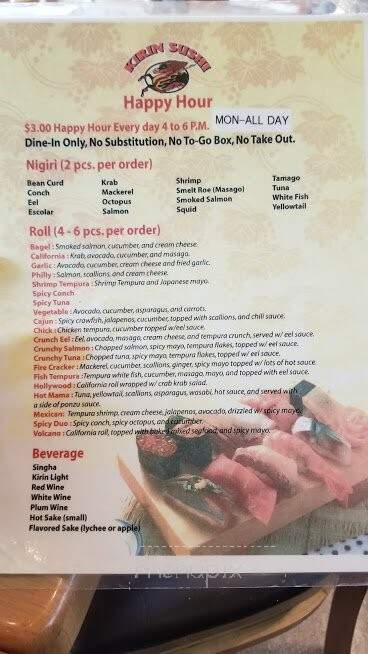 Kirin Sushi - Orlando, FL menu_pic