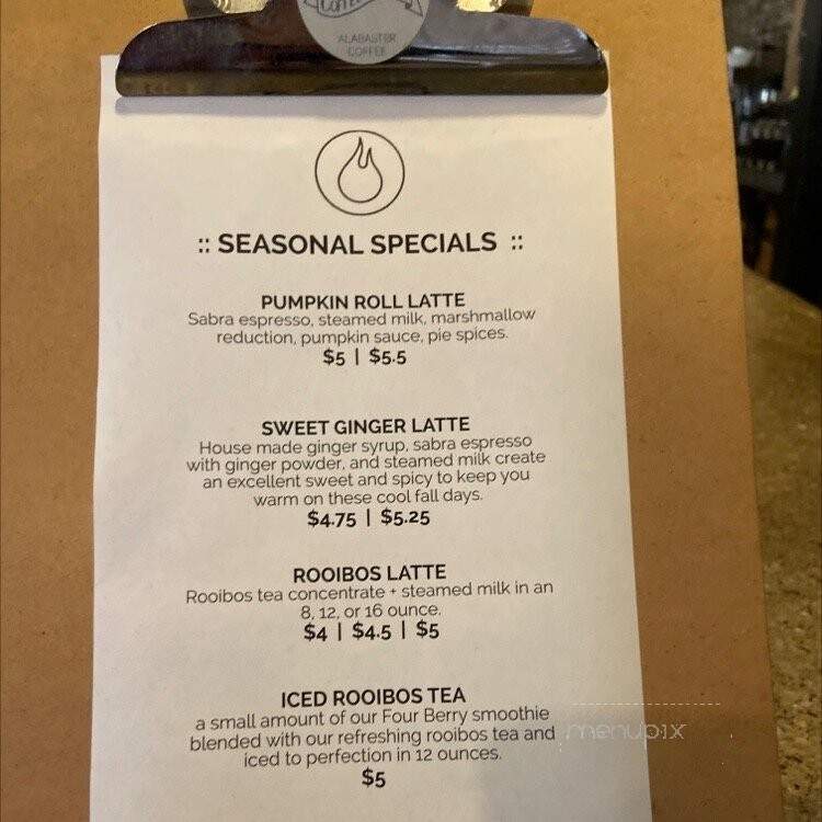 Alabaster Coffee Roaster & Tea Company - Williamsport, PA menu_pic