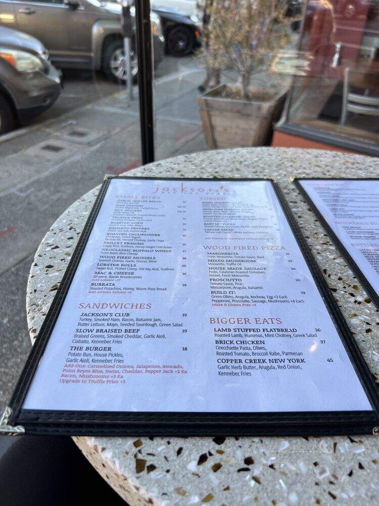 Jackson's Bar and Oven - Santa Rosa, CA menu_pic