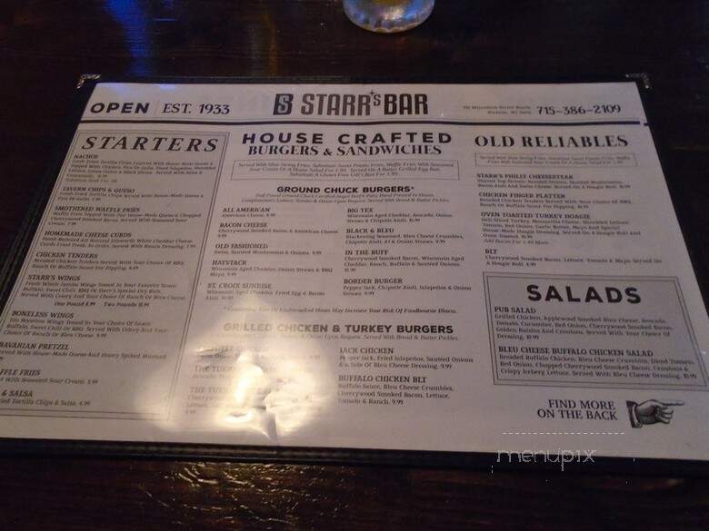 Star's Tavern - Hudson, WI menu_pic