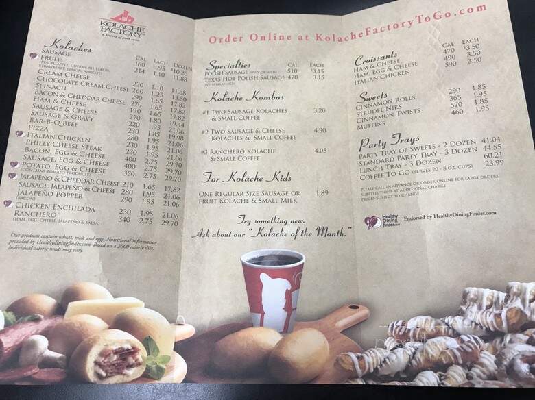 Kolache Factory - Houston, TX menu_pic