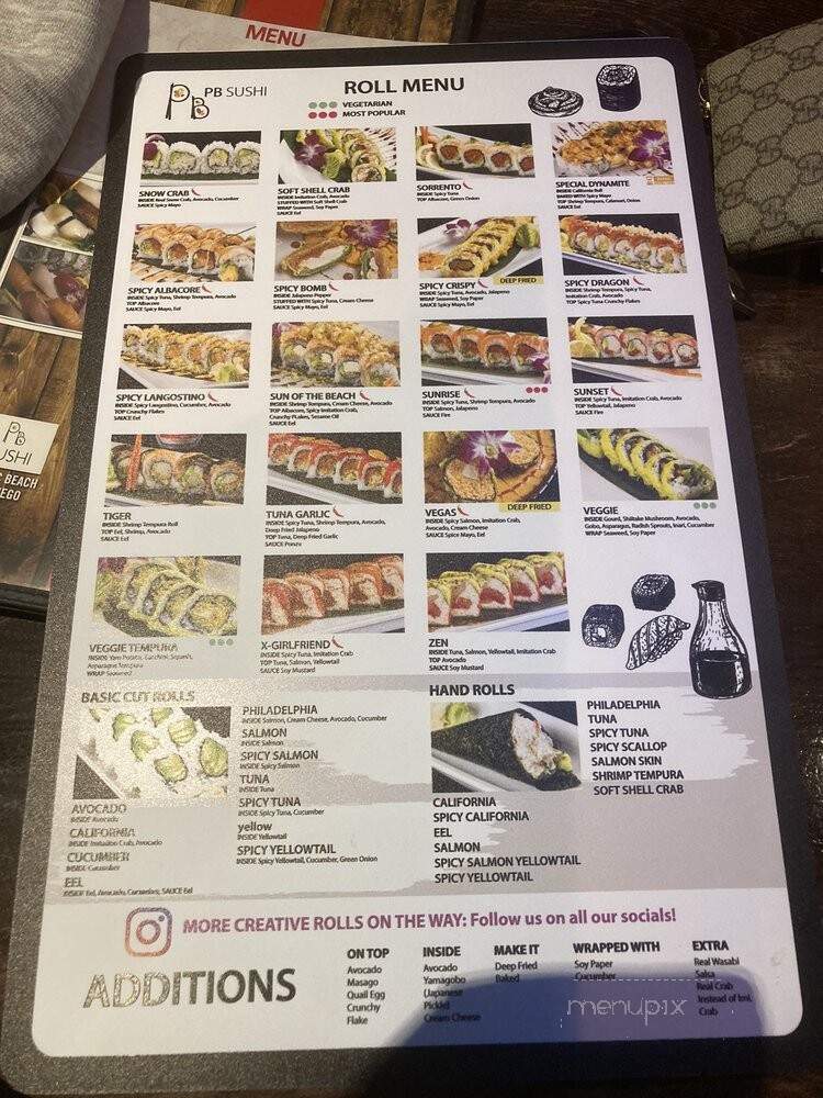 Pb Sushi - San Diego, CA menu_pic